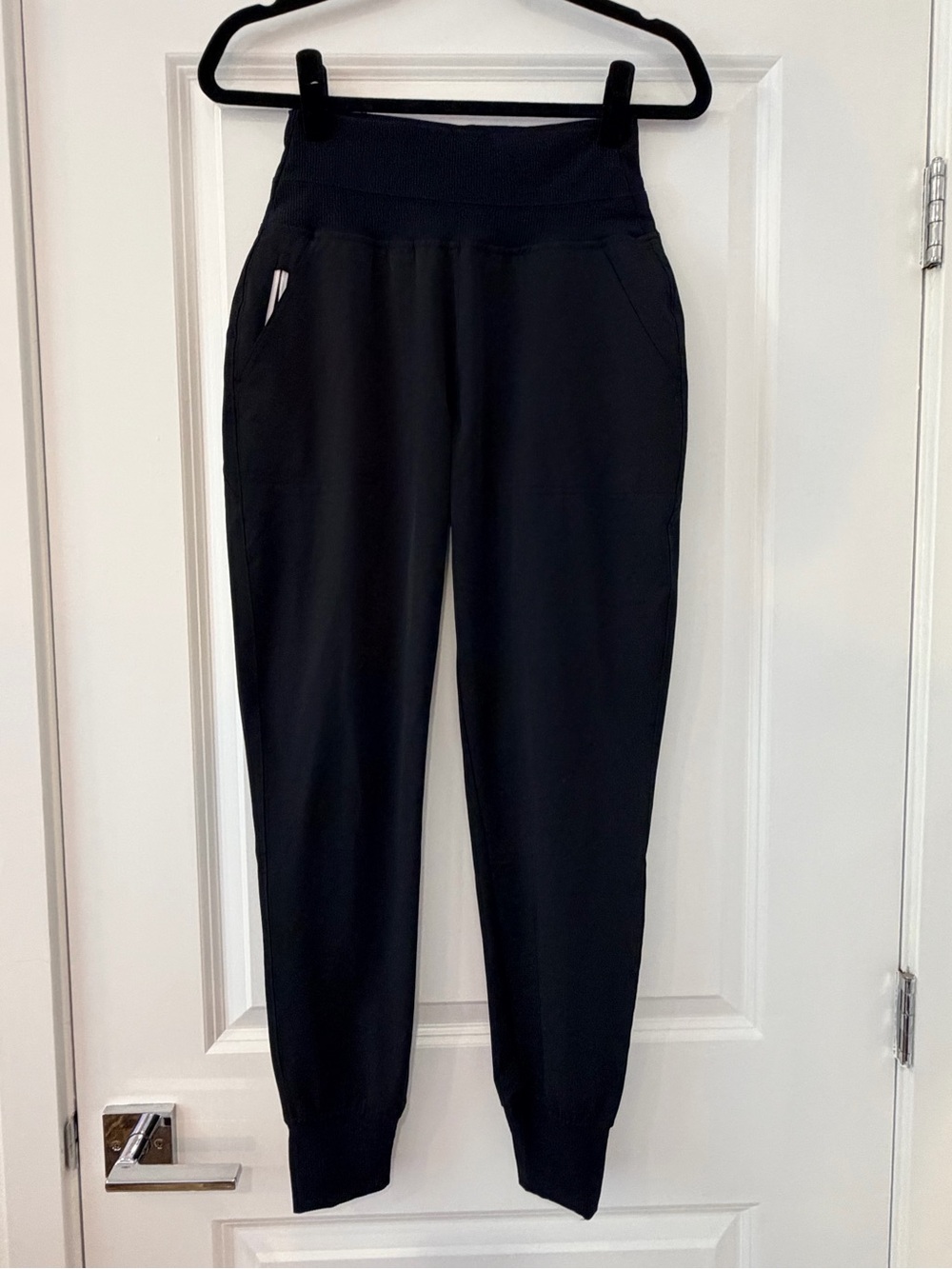 Fore All High-Waist Black Women's Jogger Pants with Ribbed Ankles